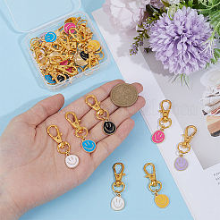 20 шт. 5 стиля подвесных украшений из эмалевого сплава с улыбающимся лицом и клевером&nbsp;HJEW-ME00040