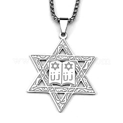 Мужские ожерелья-цепочки с подвеской в виде звезды Давида из нержавеющей стали 304&nbsp;FS-WG39C9C-01