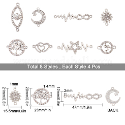 32 шт. 8 стиля сплава стразы звенья соединители&nbsp;ALRI-SC0001-13