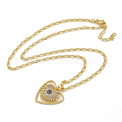 Женские ожерелья с подвеской в виде персикового сердца из латуни с прозрачным и синим фианитом&nbsp;NJEW-Q346-04G-01