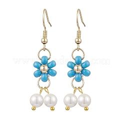 Серьги-подвески из ракушечных жемчужин и стеклянных семян&nbsp;EJEW-MZ00310-01