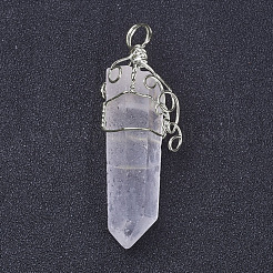 Натуральный кристалл кварца двойные заостренные большие подвески&nbsp;G-P253-01S