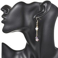 Серьги-подвески из натуральных смешанных камней&nbsp;EJEW-JE06811