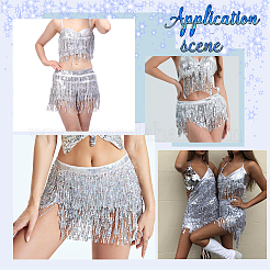 Пояс из полиэстера с блестками и цепочками&nbsp;AJEW-WH0166-70A