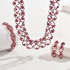 Ожерелья из сплава со стразами и серьги-гвоздики и браслеты наборы&nbsp;FS-WG454B6-01