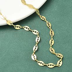 Овальные звенья цепи с полым сердцем из латуни для женщин&nbsp;NJEW-K271-06G