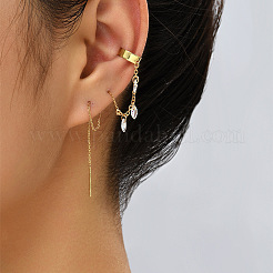 Серьги-кисточки с подвесками в форме конского глаза из латуни с прозрачным кубическим цирконием&nbsp;FS-WGA0198-01