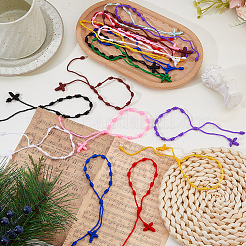 20 шт. двухцветные полиэстеровые браслеты-слайдеры для мужчин и женщин&nbsp;BJEW-DC0001-15