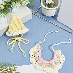 Комплекты из хлопкового ошейника для кошек и шапочки для питомцев&nbsp;AJEW-WH20006-344B