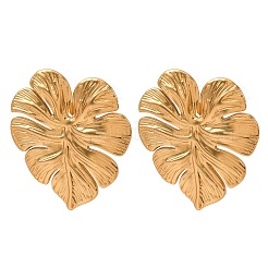 Серьги-гвоздики в форме листа из нержавеющей стали 304&nbsp;EJEW-L304-05G