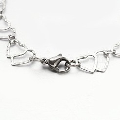 Устойчивые к потускнению 304 браслеты из нержавеющей стали с цепочкой «сердце к сердцу» BJEW-N280-12P