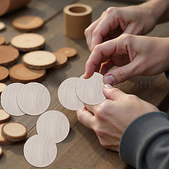 Необработанные деревянные плоские круглые вырезы&nbsp;WOOD-WH0050-042B