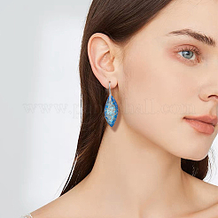 3 пара двухцветных серег-подвесок в виде листьев из натурального регалита с латунными штифтами&nbsp;EJEW-FI0003-17