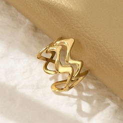 Открытые манжеты из нержавеющей стали Wave 304 для женщин&nbsp;RJEW-G338-18G