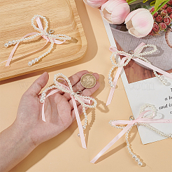 4 шт. пластиковая имитация жемчуга и ленточный бант-подвеска украшения&nbsp;DIY-HY0002-10B