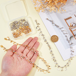 4 шт. 2-цветные латунные цепочки с микропаве из прозрачного кубического циркония для ремешков на сапоги&nbsp;HJEW-HS00058