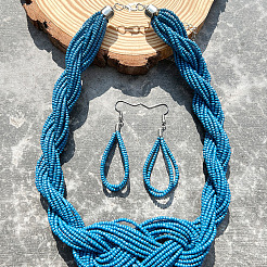 Многослойные ожерелья и серьги-капли в стиле бохо из стеклянных бусинок&nbsp;WGC6644-02