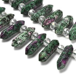 Натуральный рубин в цоизите бусины с двойными концами G-H069-A08-01