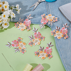 6 шт. цветочные нашивки из полиэстера и хлопка с компьютерной вышивкой&nbsp;PATC-HY0001-91B