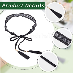 1 шт. хлопковые и льняные цветочные кружевные пояса с кисточками для талии и живота&nbsp;AJEW-GF0012-32C