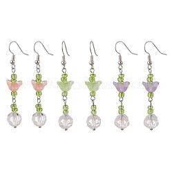 Болтающийся серьги стекло цветок&nbsp;EJEW-JE06537