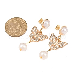 Латунные серьги-гвоздики с подвесками в форме бабочки&nbsp;EJEW-JE06461-01