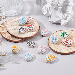 24шт 6 цвета фарфоровые бусины ручной работы&nbsp;PORC-WR0001-04