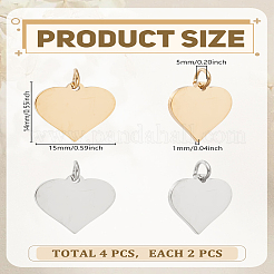 4 шт. 2 цвета 201 нержавеющая сталь штамповка пустые бирки брелоки&nbsp;STAS-LP0004-56