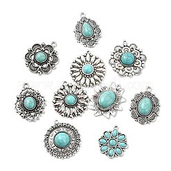 20 шт. 10 стиля подвески из сплава паве из синтетической бирюзы FIND-CJ0004-29