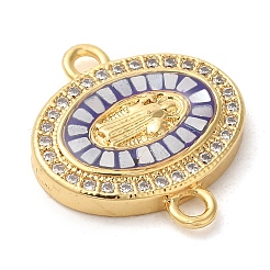 Покрытие стойки латунь микро-паве прозрачный кубический цирконий овал с подвесками в виде звеньев Девы Марии&nbsp;KK-K385-084G