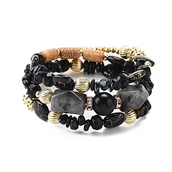 Богемный браслет ручной работы из разноцветных камней и бусин&nbsp;AJEW-Z038-01F