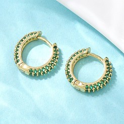 Латунные кубических серьги циркония обруч&nbsp;EJEW-A156-05G-02