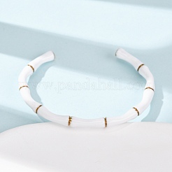 Браслеты-манжеты из нержавеющей стали 304 с эмалью для женщин&nbsp;BJEW-G780-01G