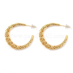 Текстурированные серьги-кольца из латуни в форме буквы С для женщин&nbsp;EJEW-U055-19G