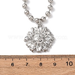 Латунные подвески-цветы с цепочкой из шариков&nbsp;NJEW-D348-01P