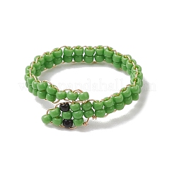 Кольца из стеклянных бусин&nbsp;RJEW-JR00875-01