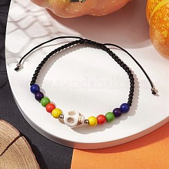 Браслеты из плетеных бусин круглой формы из синтетической бирюзы диаметром 6 мм.&nbsp;BJEW-JB10335-02