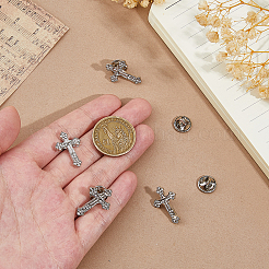 4 шт. цветочный крест из цинкового сплава со стразами на лацкан для рюкзака&nbsp;JEWB-FH0002-32P
