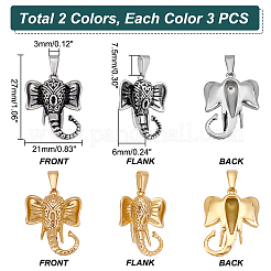 6 шт. 2-цветные подвески из нержавеющей стали 304 с вакуумным покрытием PVD&nbsp;STAS-UN0038-90