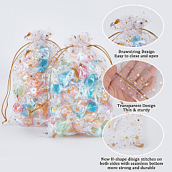 50 шт. подарочные мешочки для хранения из органзы с завязками и золотым тиснением в виде луны и звезд&nbsp;OP-BBC0001-03B-01