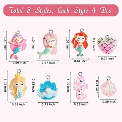 32шт 8 стиля подвески из непрозрачной и прозрачной смолы&nbsp;RESI-SZ0001-93