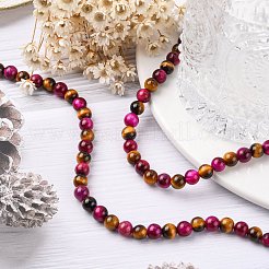 Нити бусин из натурального розового тигрового глаза (окрашенного и нагретого) и желтого тигрового глаза (окрашенного и нагретого)&nbsp;X-G-G101-6mm-1