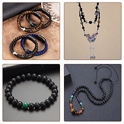 1 нить бусин из натурального черного обсидиана&nbsp;G-AR0005-89