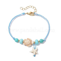 Браслеты с подвесками из синтетических бусин бирюзы&nbsp;BJEW-MZ00257-02