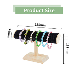Подставки для бархатных браслетов с Т-образной перемычкой и деревянным основанием&nbsp;BDIS-WH0010-03A