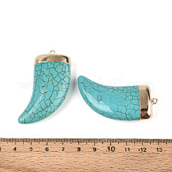 Большие подвески в форме бивня из окрашенной синтетической бирюзы&nbsp;TURQ-T004-22