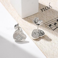 Серьги-гвоздики из латуни с микропаве из прозрачного кубического циркония&nbsp;EJEW-K299-01P-D