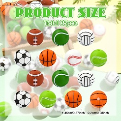 35шт 7 цвета все виды спортивных мячей силиконовые бусины&nbsp;SIL-YW0002-28