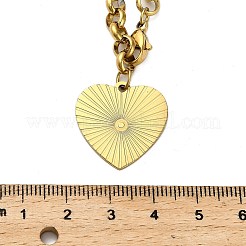 304 нержавеющая сталь кулон сердце цепочка роло ожерелья для женщин&nbsp;NJEW-Q028-06G