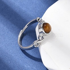 Натуральный тигровый глаз кольца палец&nbsp;RJEW-A084-04P-06